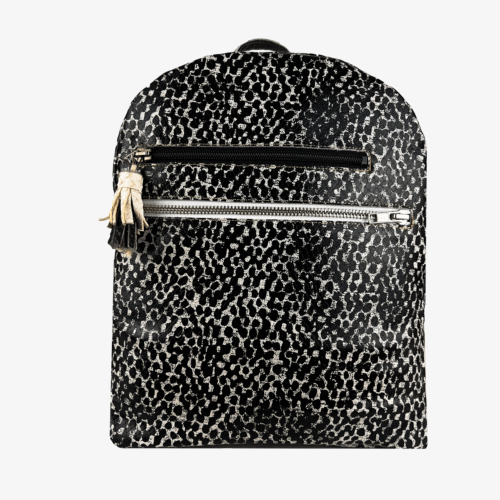 Rucsac din piele naturala dama Alb/Negru