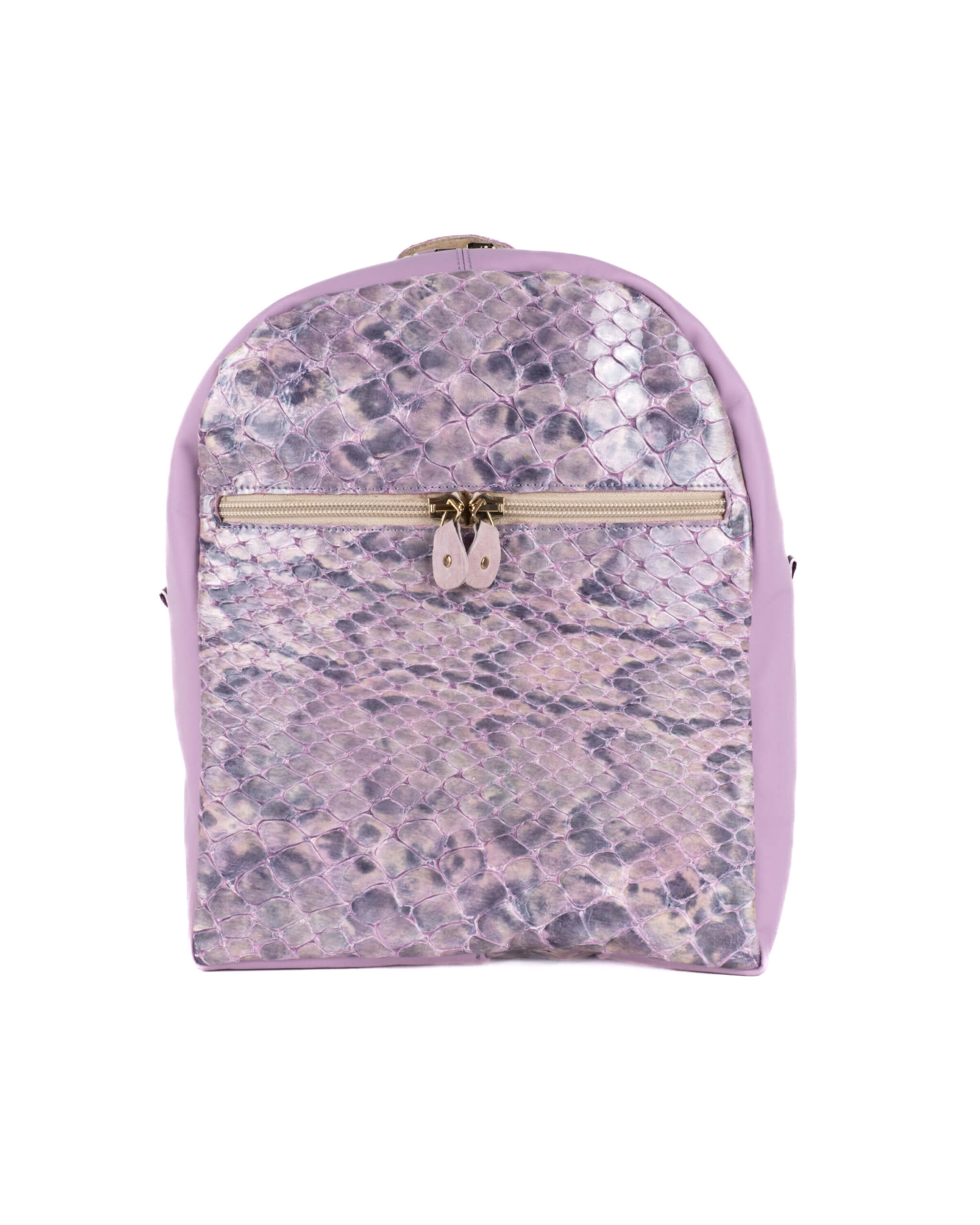 Rucsac de Piele Lila cu Imprimeu Șarpe