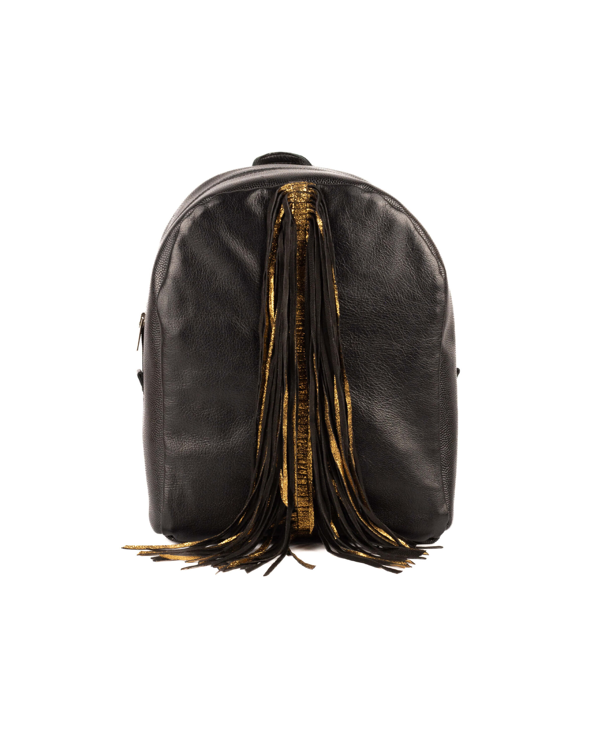 Rucsac de piele cu franjuri Negru/Auriu