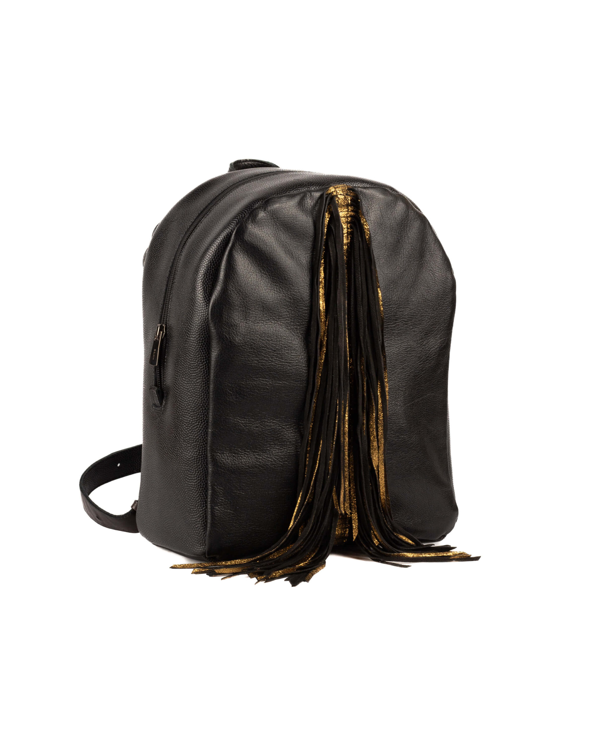 Rucsac de piele cu franjuri Negru/Auriu