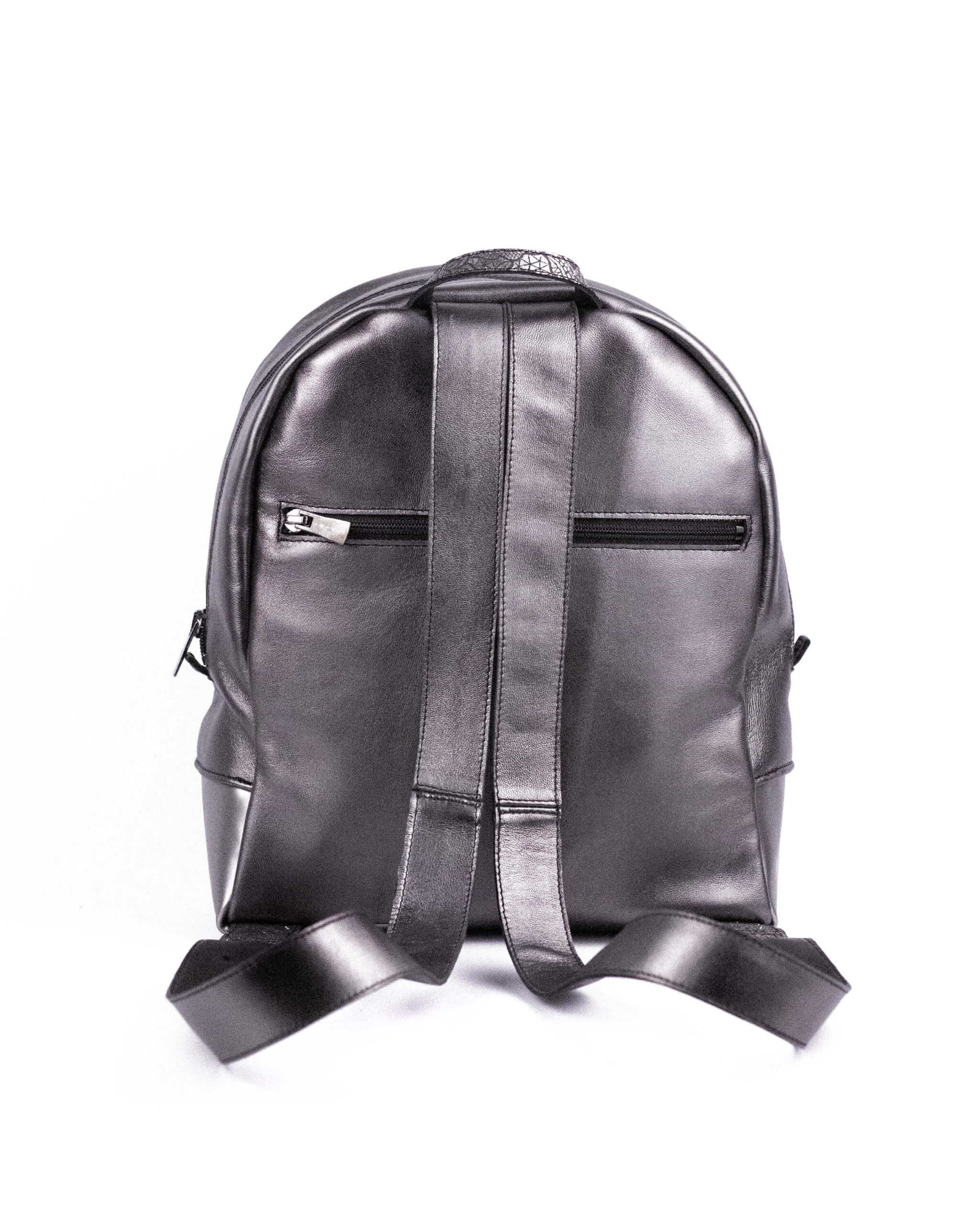 Rucsac de piele cu imprimeu floral gri, platinum