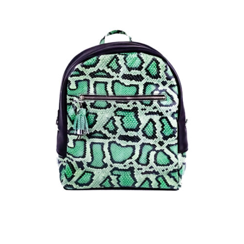 Rucsac de piele imprimeu sarpe verde