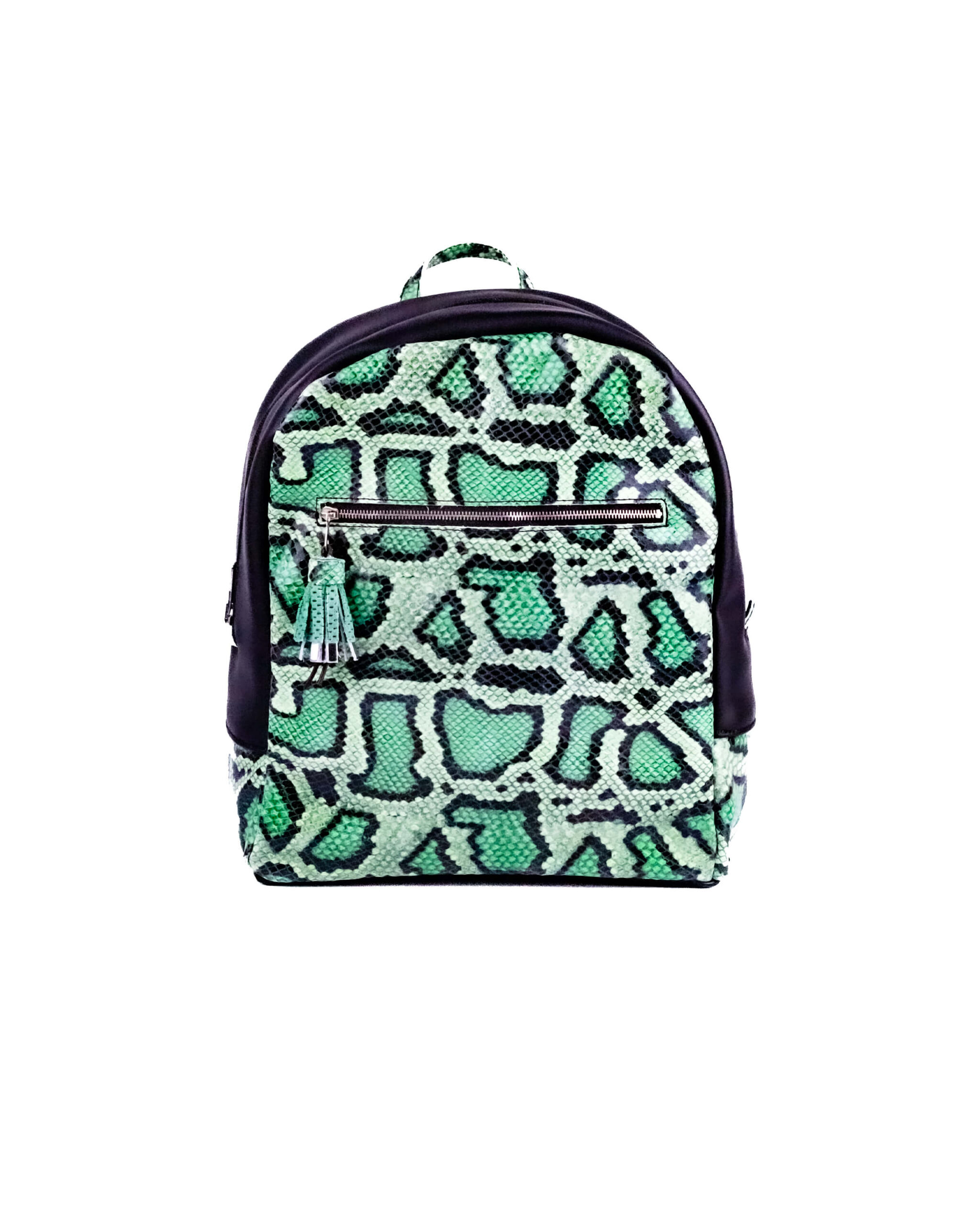 Rucsac de piele imprimeu sarpe verde