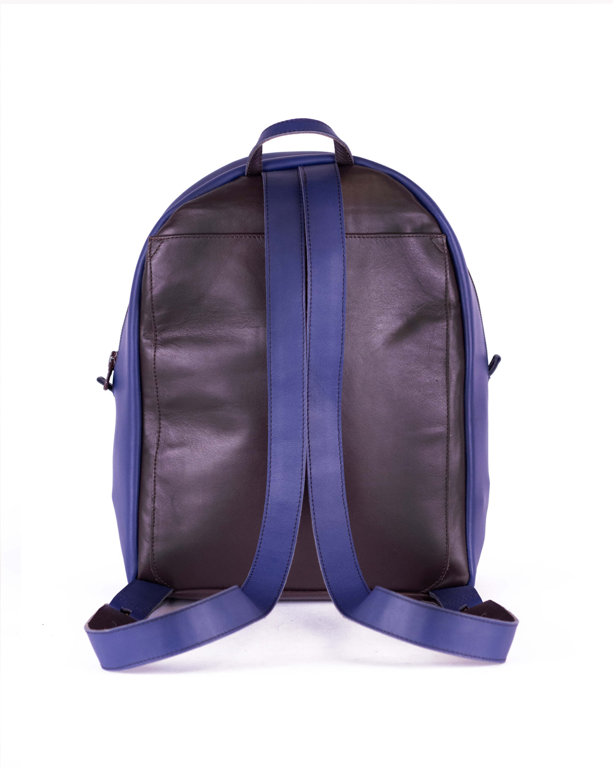 Rucsac de piele naturală de damă multicolor albastru/maro