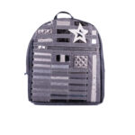 Rucsac din piele gri cu design special – modele distincte din ață