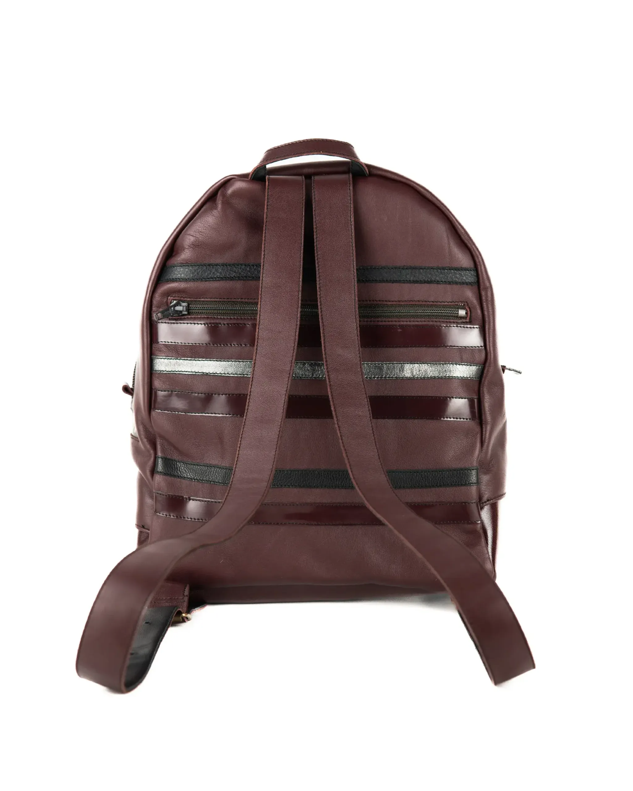 Rucsac din piele visiniu cu accente metalice